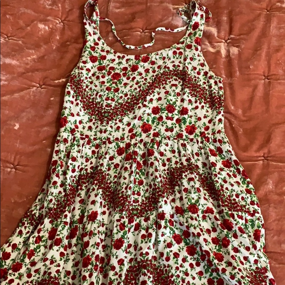 HM red floral dress